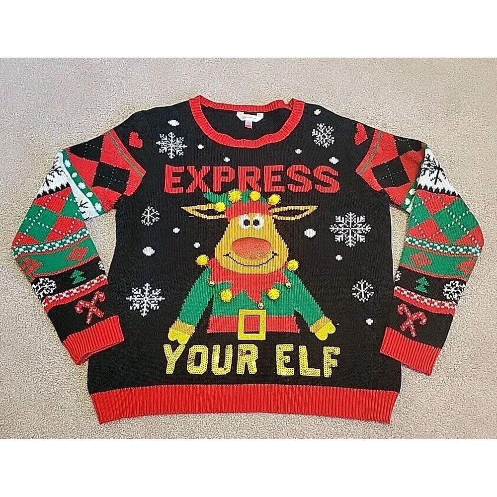 NO BOUNDARIES Christmas - Express‎ Your Elf Ugly Sweater Sz XXL (19)
